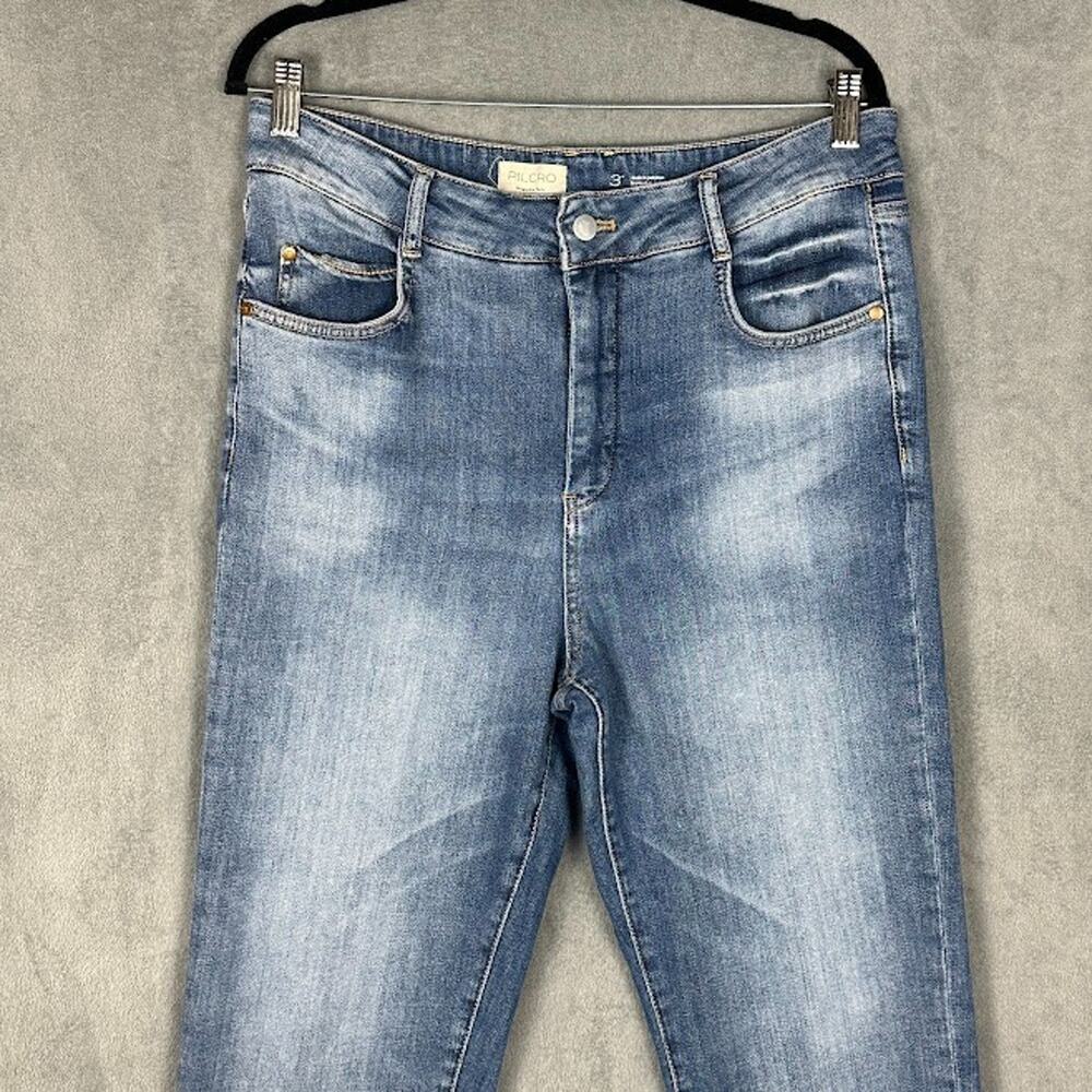 Anthropologie Pilcro Jeans Womens 32 Blue Straight Pockets Stretch High Rise - Picture 2 of 13